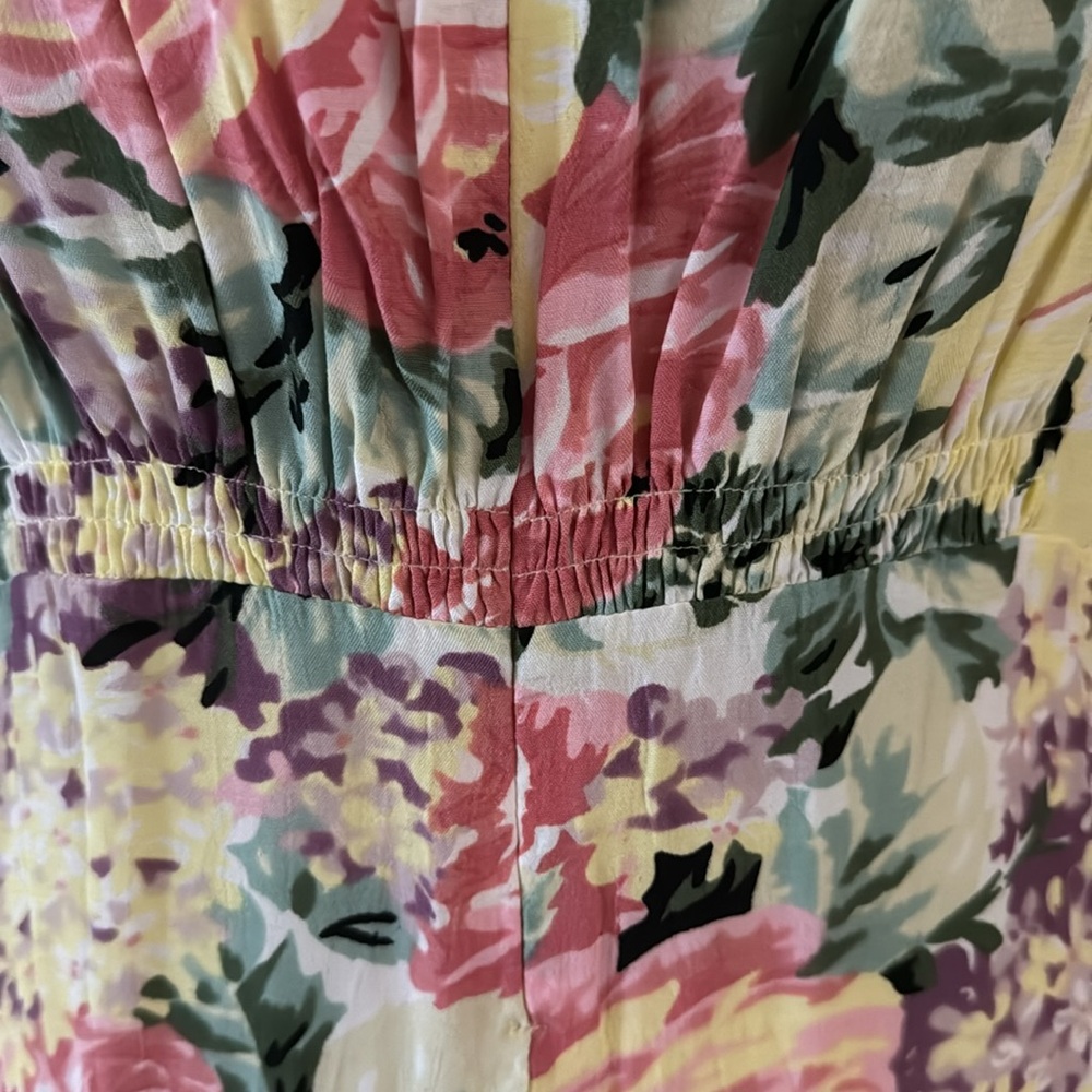 Faithfull The Brand Marie Louise Midi Dress In Vennisa Floral Yellow XL US 10 - Picture 11 of 16